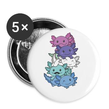 Spectrasexuell Flag Pride LGBTQ süßer Axolotl - Buttons groß 56 mm (5er Pack) - Weiß - Vorne