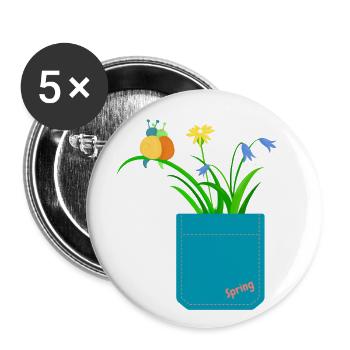 Salutations printanières à emporter - Lot de 5 grands badges (56 mm) - blanc - Devant