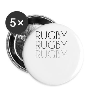 Rugby Schriftzug - Buttons groß 56 mm (5er Pack) - Weiß - Vorne