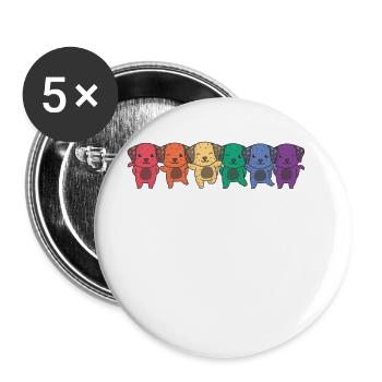 Rainbow Dalmatian Flag Pride LGBTQ Cute Dogs - Buttons large 2.2''/56 mm (5-pack) - white - Front