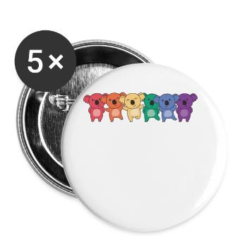 Regenbogen Koala Flag Pride LGBTQ süße Koalas - Buttons groß 56 mm (5er Pack) - Weiß - Vorne