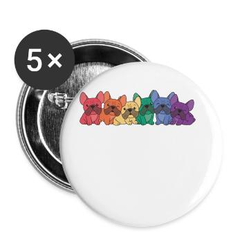 Rainbow French Bulldog Flag Pride LGBTQ Dogs - Buttons large 2.2''/56 mm (5-pack) - white - Front