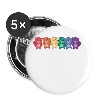 Regenbogen Biber Flag Pride LGBTQ süße Biber - Buttons groß 56 mm (5er Pack) - Weiß - Vorne