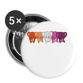 Lesbian Flag Pride LGBTQ Cute Elephant - Buttons large 2.2''/56 mm (5-pack) - white - Front