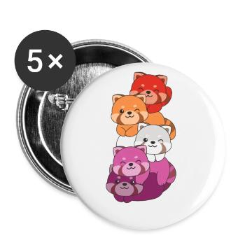 Lesbian Flag Pride LGBTQ Mignon Red Panda - Lot de 5 grands badges (56 mm) - blanc - Devant