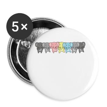 Demiflux Flag Pride LGBTQ Cute Elephant - Buttons large 2.2''/56 mm (5-pack) - white - Front