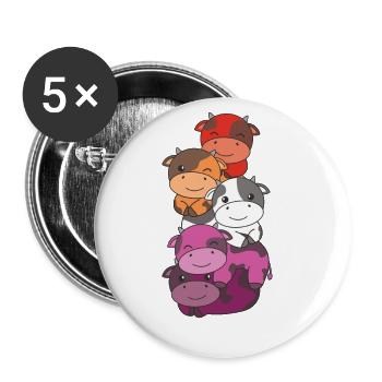 Lesbian Flag Pride LGBTQ Cute Cow Pile - Lot de 5 grands badges (56 mm) - blanc - Devant