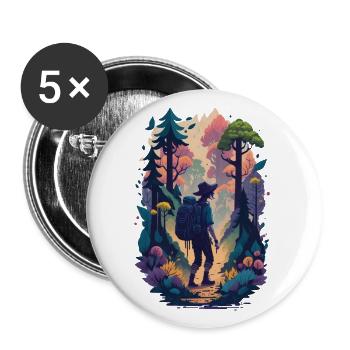 Holidays Nature Hiking in the mountains Leisure Hobby - Buttons large 2.2''/56 mm (5-pack) - white - Front