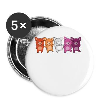 Lesbian Flag Pride LGBTQ Cute Pig - Buttons large 2.2''/56 mm (5-pack) - white - Front