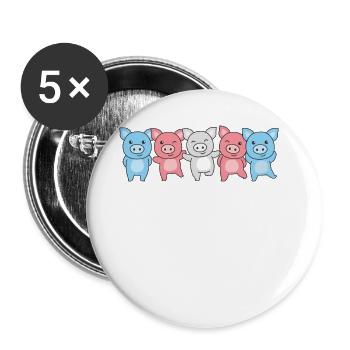Drapeau transgenre Fierté LGBTQ Cochon mignon - Lot de 5 grands badges (56 mm) - blanc - Devant