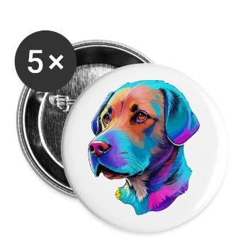 Farbenfrohe Labrador Hund Illustration Hundeliebe - Buttons groß 56 mm (5er Pack) - Weiß - Vorne