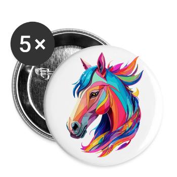 Cheval Pony Design Cheval avec des couleurs colorées - Lot de 5 grands badges (56 mm) - blanc - Devant