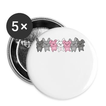 Demigirl Flag Pride LGBTQ Cute Bunny - Buttons large 2.2''/56 mm (5-pack) - white - Front