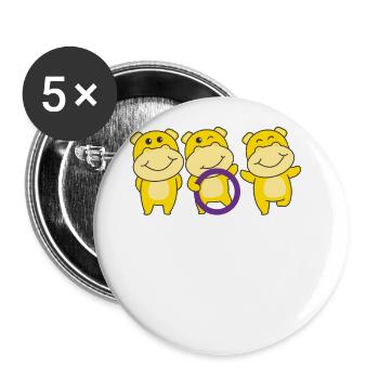 Intersex Flag Pride LGBTQ Cute Hippo - Buttons large 2.2''/56 mm (5-pack) - white - Front
