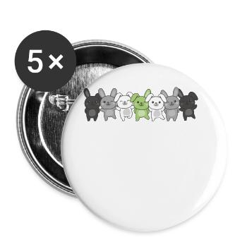 Agender Flag Pride LGBTQ Cute Bunny - Buttons large 2.2''/56 mm (5-pack) - white - Front