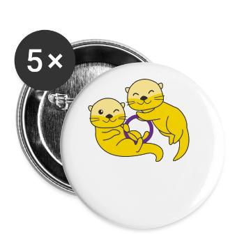 Intersexe Flag Pride LGBTQ Mignon Loutre - Lot de 5 grands badges (56 mm) - blanc - Devant