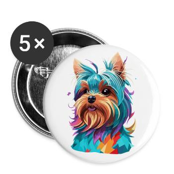 Le Yorkshire Terrier Polygon Dog Art Dogs - Lot de 5 grands badges (56 mm) - blanc - Devant