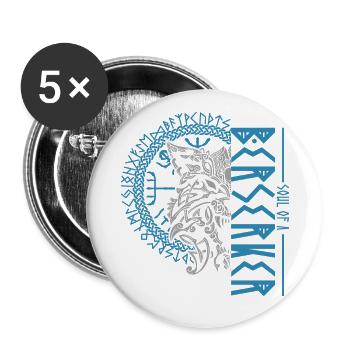 Âme d’un Berserker, guerrier viking nordique - Lot de 5 grands badges (56 mm) - blanc - Devant