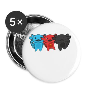 Polyamory Flag Gay Pride LGBTQ Axolotl - Buttons groß 56 mm (5er Pack) - Weiß - Vorne