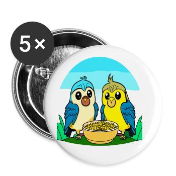 Wellis surpris en mangeant. - Lot de 5 grands badges (56 mm) - blanc - Devant