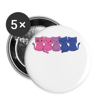 Bisexual Flag Pride LGBTQ Mignon Chat - Lot de 5 grands badges (56 mm) - blanc - Devant