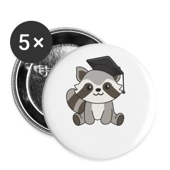Kids Kindergarten nailed it Waschbär Graduation - Buttons groß 56 mm (5er Pack) - Weiß - Vorne