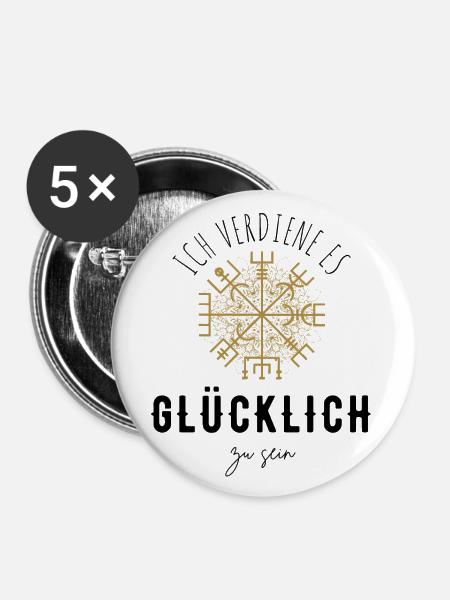 Wegweiser Motivation - VEGVISIR - Buttons groß 56 mm (5er Pack) - Weiß