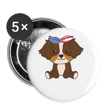 4. Juli amerikanischer Australian Shepherd USA - Buttons groß 56 mm (5er Pack) - Weiß - Vorne