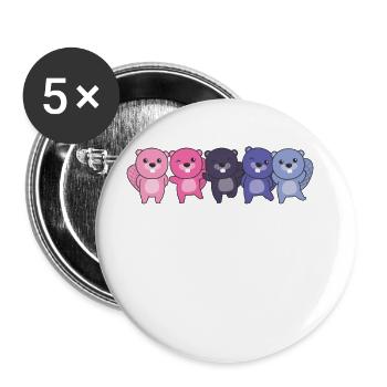 Omnisexuel Drapeau Fierté LGBTQ Castor mignon - Lot de 5 grands badges (56 mm) - blanc - Devant
