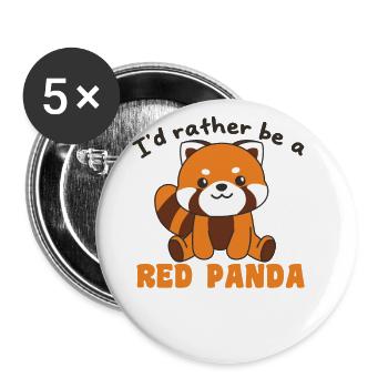 Je préfère être un panda roux panda rouge mignon panda rouge - Lot de 5 grands badges (56 mm) - blanc - Devant