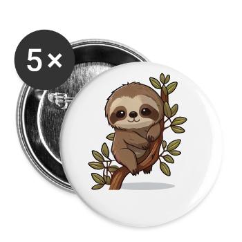 Sloth cute animals for kids funny animals - Buttons large 2.2''/56 mm (5-pack) - white - Front