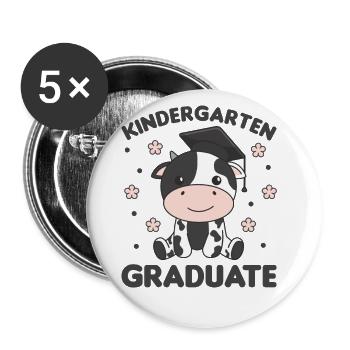 Diplômé de la maternelle pour enfants Cow Graduation - Lot de 5 grands badges (56 mm) - blanc - Devant