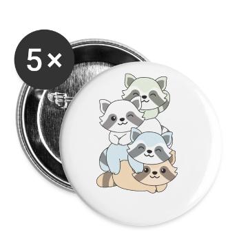 Unlabeld Flag Pride LGBTQ Cute Raccoon - Buttons large 2.2''/56 mm (5-pack) - white - Front