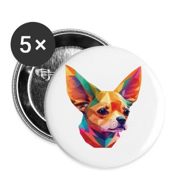 Chihuahua chien grand chien design animal drôle - Lot de 5 grands badges (56 mm) - blanc - Devant