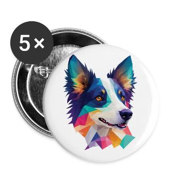 Border Collie Dog Dog Breed Collie Dog Design - Buttons large 2.2''/56 mm (5-pack) - white - Front