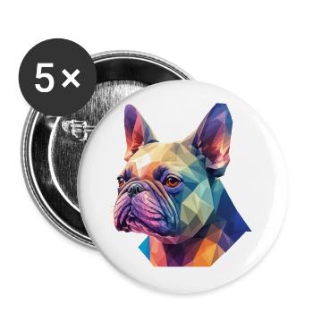Französische Bulldogge Mama Hund Hunde Design - Buttons groß 56 mm (5er Pack) - Weiß - Vorne