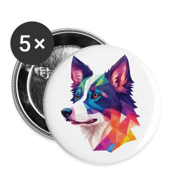 Border Collie Polygon Dogs Art Collie Dog - Buttons large 2.2''/56 mm (5-pack) - white - Front