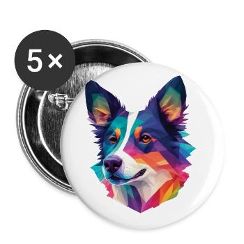 Border Collie Dog Dog Race Collie Dog Design - Lot de 5 grands badges (56 mm) - blanc - Devant
