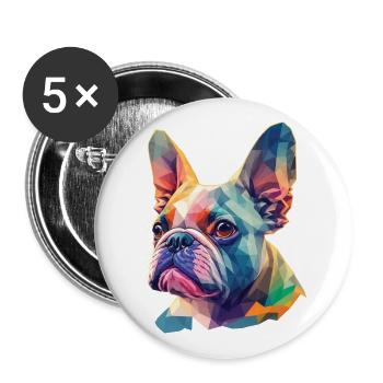 Chien bouledogue français drôle de chiens Art - Lot de 5 grands badges (56 mm) - blanc - Devant