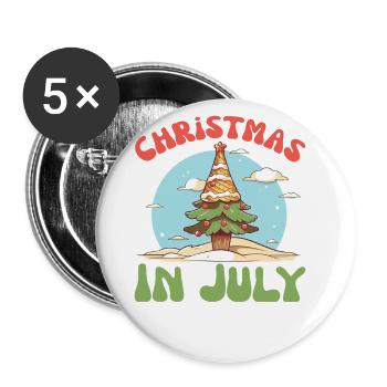 Christmas in July - funny summer Christmas - Buttons large 2.2''/56 mm (5-pack) - white - Front