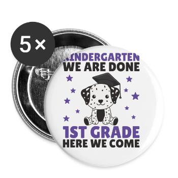Kids Kindergarten graduate Dalmatian 1st grade - Buttons large 2.2''/56 mm (5-pack) - white - Front