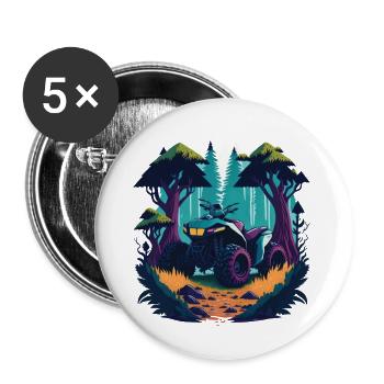 Quad Bike Offroad Dirt Racing Cartoon Design - Buttons groß 56 mm (5er Pack) - Weiß - Vorne