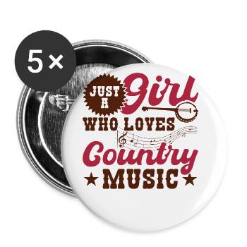Just a girl who loves country music - Buttons large 2.2''/56 mm (5-pack) - white - Front