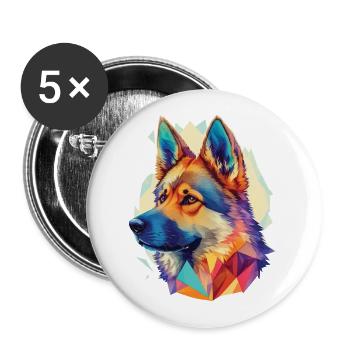 German Shepherd Dogs Pet Dog Design - Buttons large 2.2''/56 mm (5-pack) - white - Front