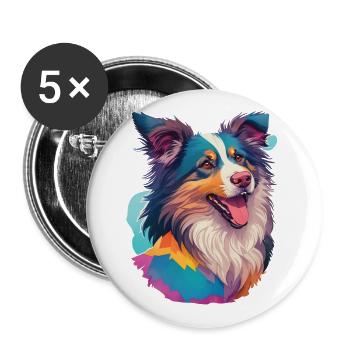 Australian Shepherd Dog Dog Dog Friend Pet - Buttons large 2.2''/56 mm (5-pack) - white - Front
