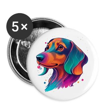Dachshund, Dog, Faithful Companion & Pet Love - Buttons large 2.2''/56 mm (5-pack) - white - Front