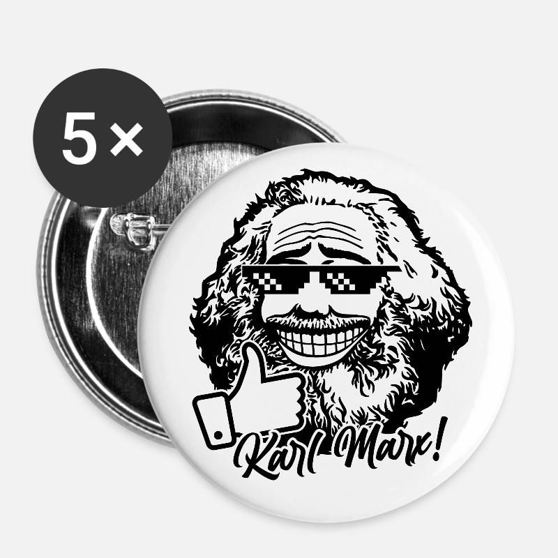 Karl Marx (monochrome) - Buttons large 2.2''/56 mm (5-pack) - white