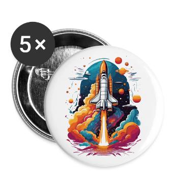 Space Shuttle Astronaut Rocket Space Adventure - Buttons large 2.2''/56 mm (5-pack) - white - Front