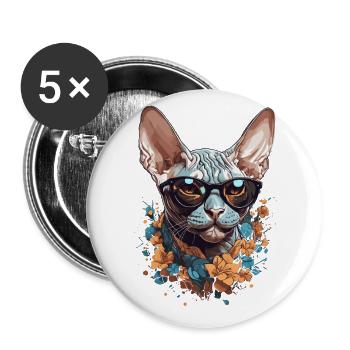 Stilvolle Sphinx Katze Design für Katzenliebhabe - Buttons groß 56 mm (5er Pack) - Weiß - Vorne