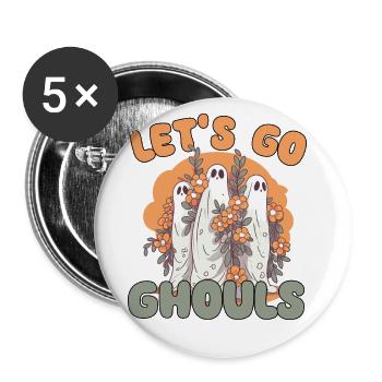 Let's go ghouls groovy ghost with vintage flowers - Buttons groß 56 mm (5er Pack) - Weiß - Vorne